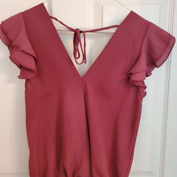 A'GACI Dusty Rose Blouse - Size S (Fits like an XS) | Versatile & Stylish Top - Picture 2 of 3
